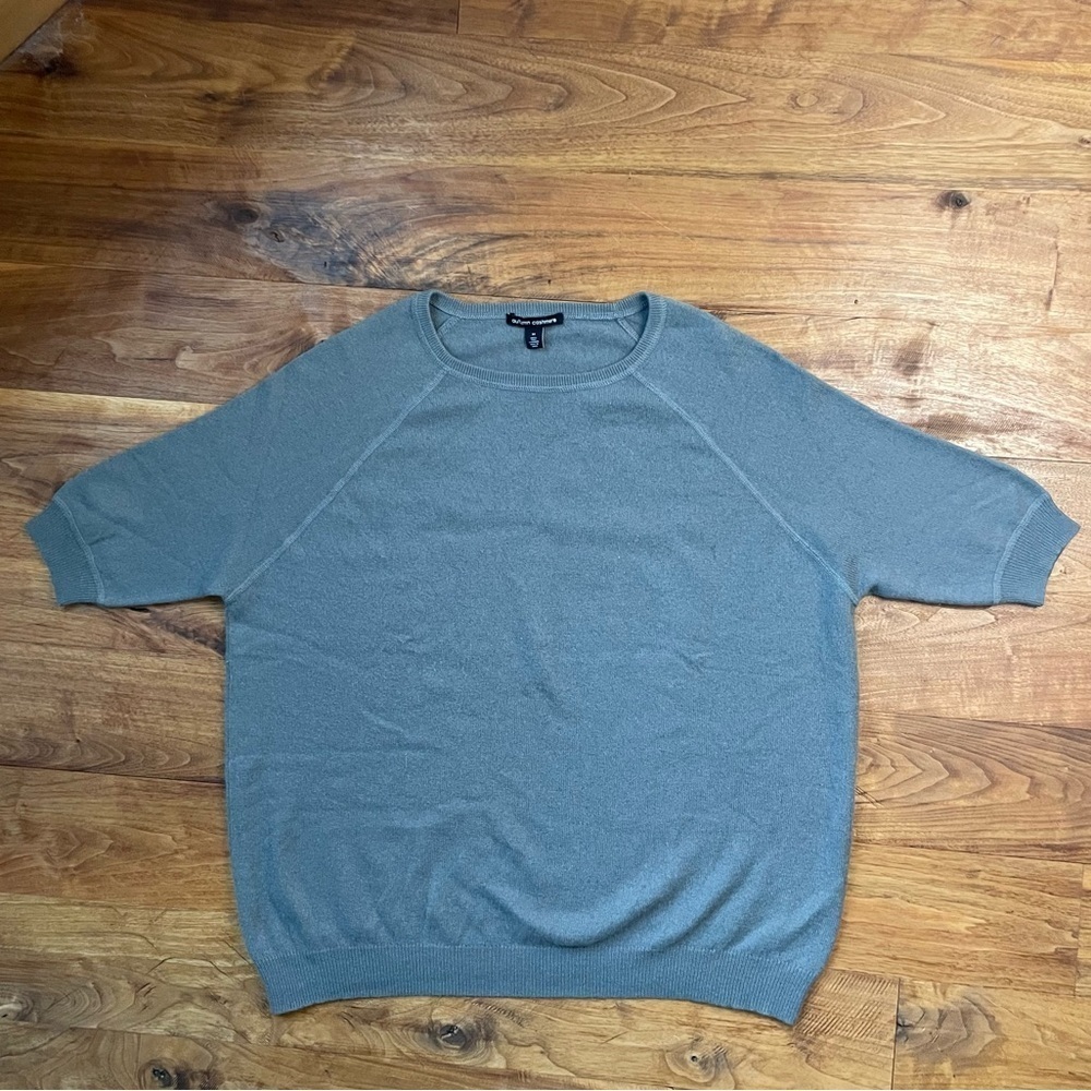 Autumn Cashmere Taupe Gray Cashmere Crew Neck Short Sleeve T Shirt Sweater - Picture 3 of 9